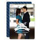 Navy Floral Ribbon Photo Save the Date Announcements Image 1 of 6